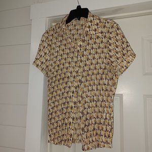 Christopher & Banks gold print, pleated top.